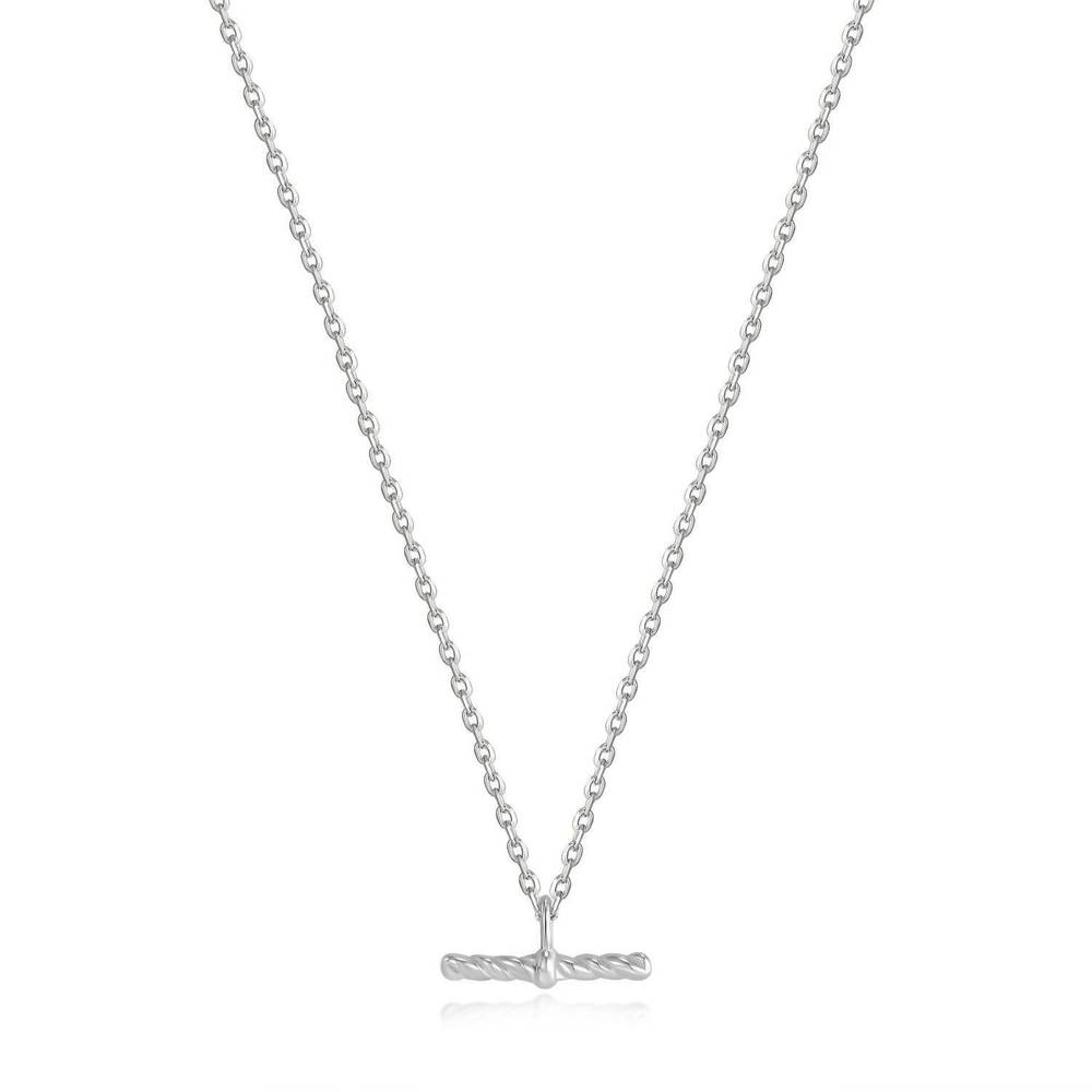 NEW ANIA HAIE women's rope t-bar necklace in silver